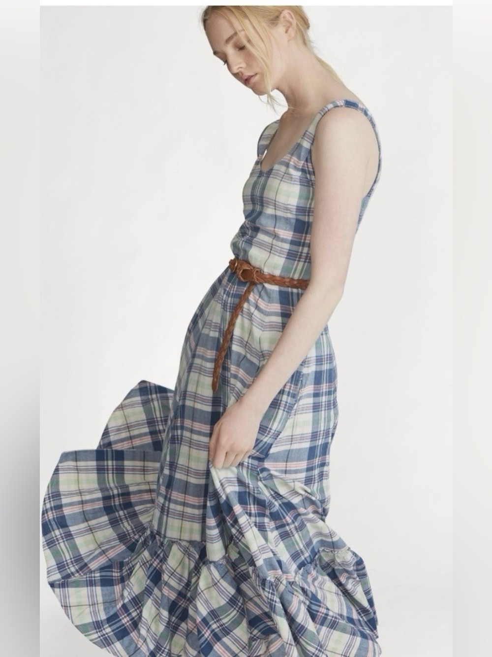 Polo Ralph Lauren Madras Plaid Sleeveless Cotton maxi dress size 2